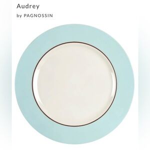 Pagnossin Audrey Robin Egg Blue Rim, Brown Verge Ceramic 12” Chop Plate